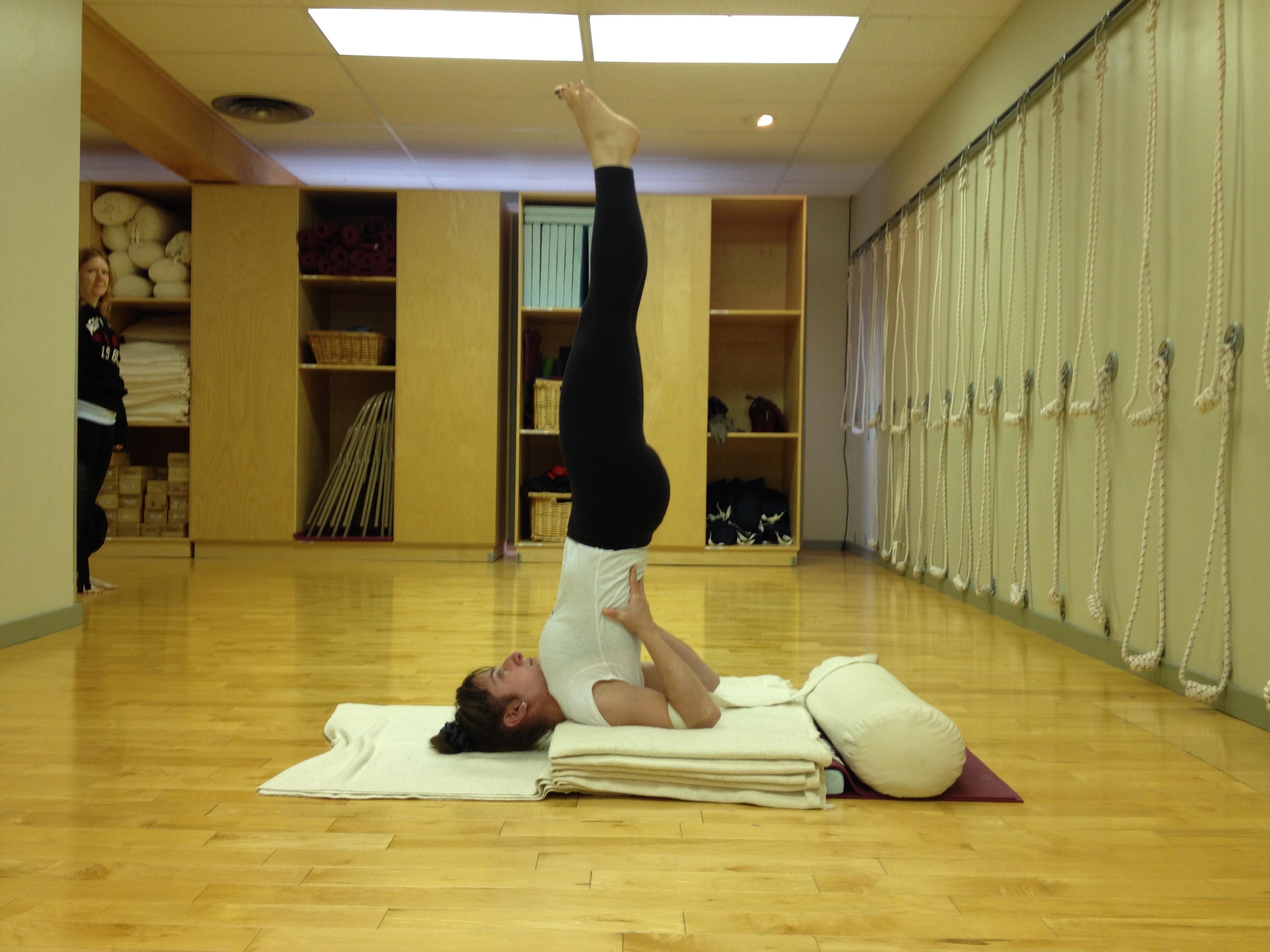 Salamba Sarvangasana with a little more openness in the middle groins.